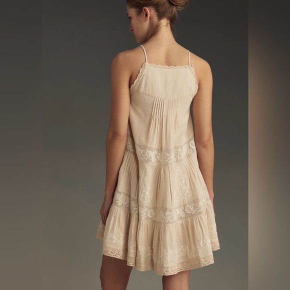 Anthropologie Embroidered Pintuck Mini Dress Medium - Picture 2 of 12